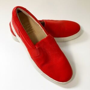 FRYE | Red Leather Slip On Flats 6